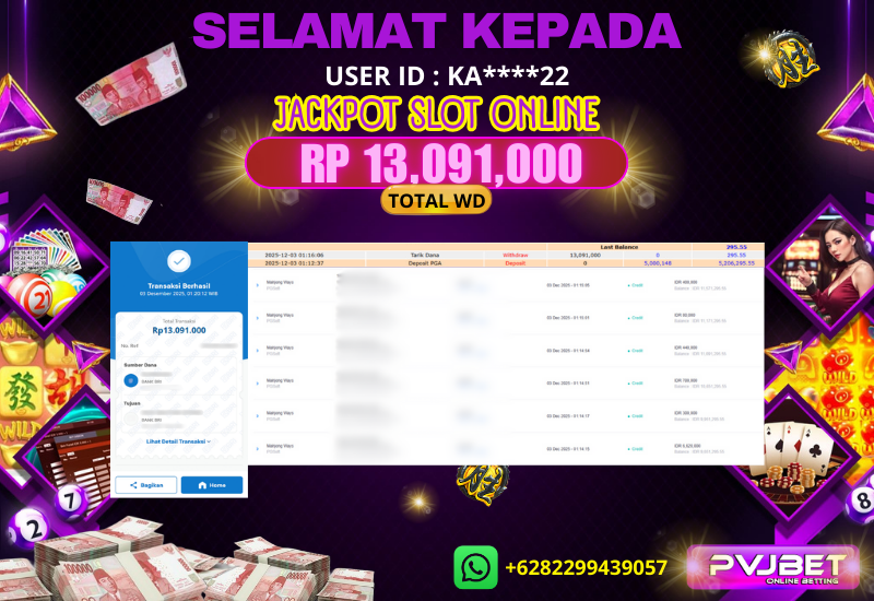 JACKPOT KEMENANGAN SLOT PG-SOFT “ MAHJONG WAYS ” 13 JTAN