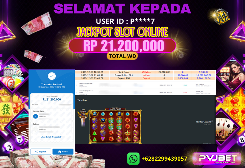 JACKPOT KEMENANGAN SLOT PRAGMATIC PLAY “ GATES OF OLYMPUS SUPER  SCATTER” 21 JTAN