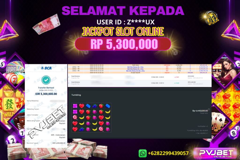 JACKPOT KEMENANGAN SLOT PRAGMATIC PLAY “ SWEET BONANZA ” 5 JTAN