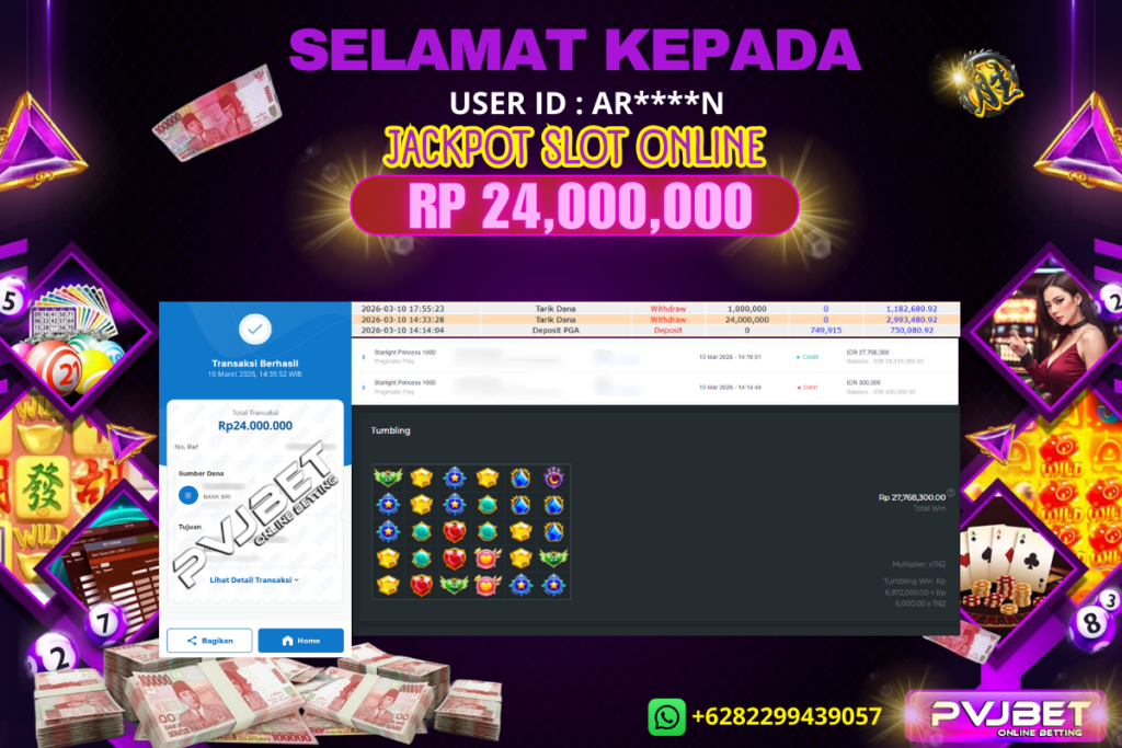 JACKPOT KEMENANGAN SLOT PRAGMATIC PLAY “ Starlight Princess 1000 ” 24 JT