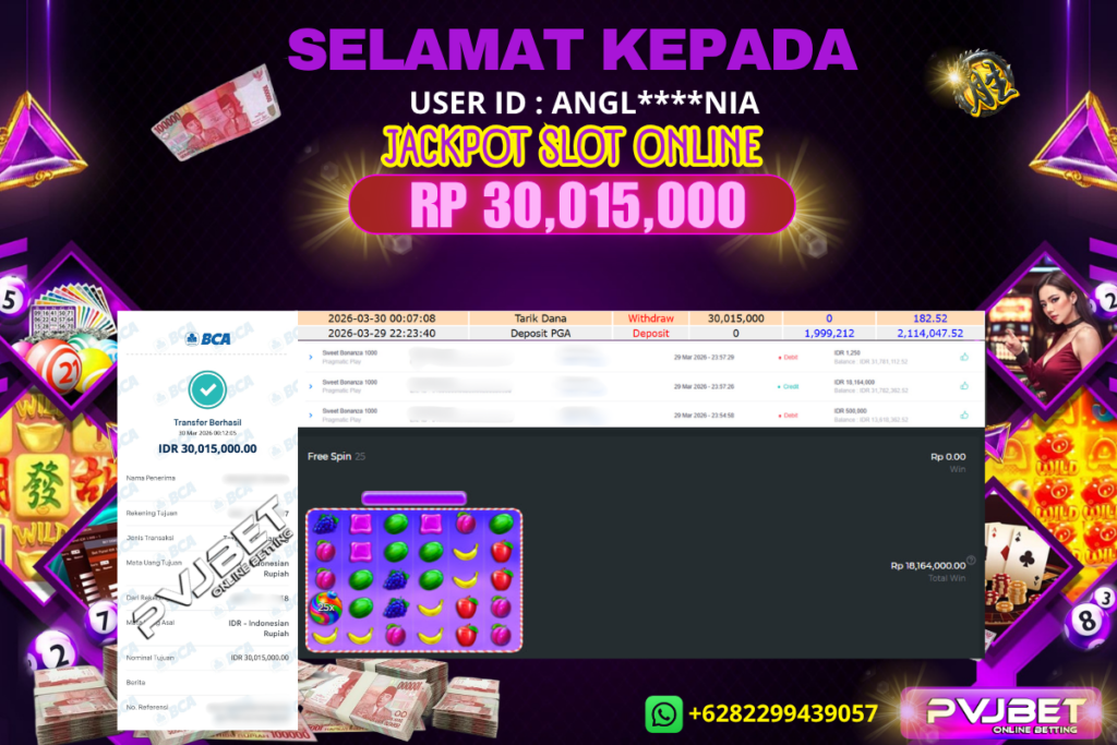 JACKPOT KEMENANGAN SLOT PRAGMATIC PLAY “ SWEET BONANZA 1000 ” 30 JT