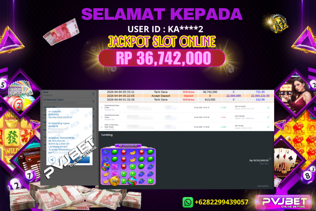 JACKPOT KEMENANGAN SLOT PRAGMATIC PLAY “ Sweet Bonanza Super Scatter ” 36 JTAN